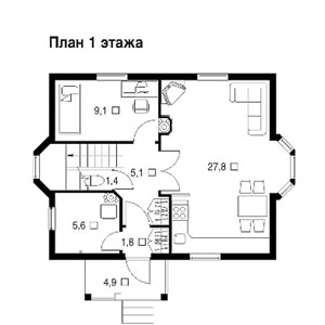  Рис. 1  План первого этажа